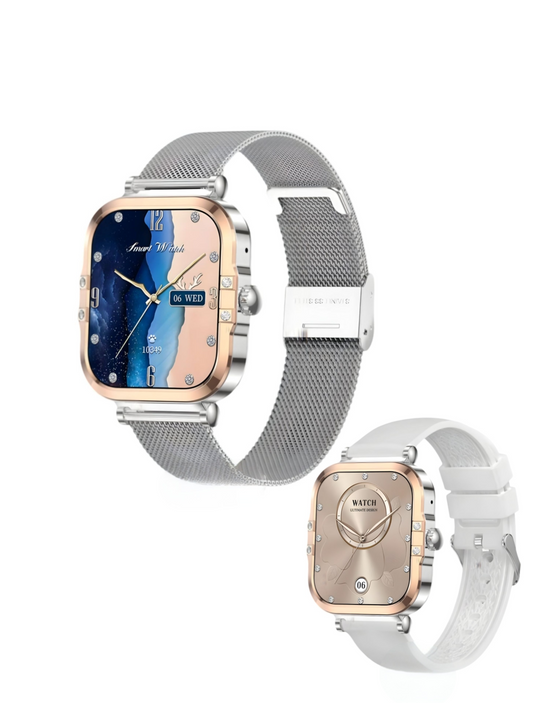 💎 Luxora – Montre Connectée Femme AMOLED 1.75″ | NFC, Écran Ultra Fluide, Double Bracelet, Livraison 48h 🇫🇷