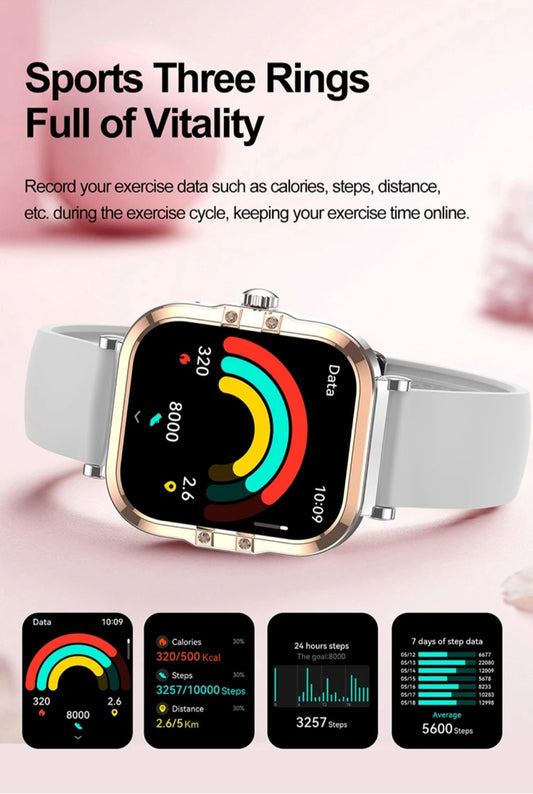 💎 Luxora – Montre Connectée Femme AMOLED 1.75″ | NFC, Écran Ultra Fluide, Double Bracelet, Livraison 48h 🇫🇷