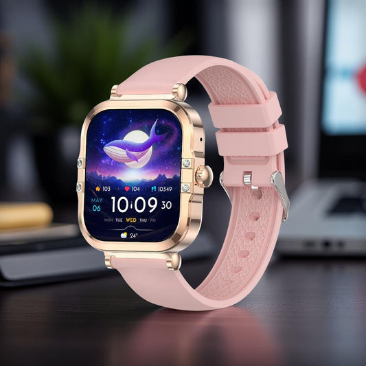 💎 Luxora – Montre Connectée Femme AMOLED 1.75″ | Or | NFC, Appels Bluetooth, Double Bracelet, Étanche IP68, Livraison 48h 🇫🇷