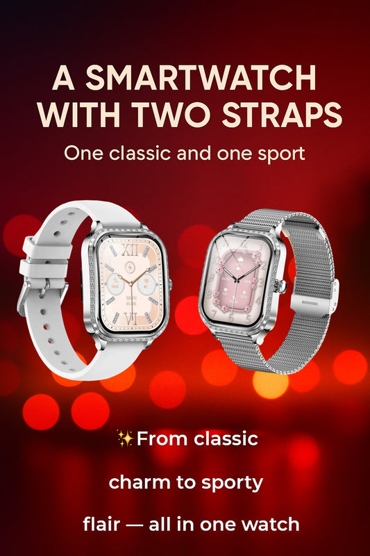 ✨ Montre Connectée Femme – Écran HD 1.75" 📱 – Appels Bluetooth 📞 – Suivi Santé ❤️ & Sommeil 🌙 – Étanche IP68💧 – Double Bracelet Métal & Silicone ⌚